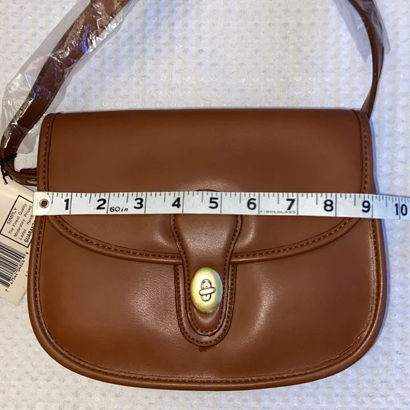 NEW! Vegan Leather Crossbody Purse Bag British Tan Brown - Picture 13 of 17